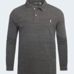 Polo manches longues Ralph Lauren gris anthracite en piqué XXL 1