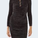 Robe moulante fourrure noire GUESS Femme