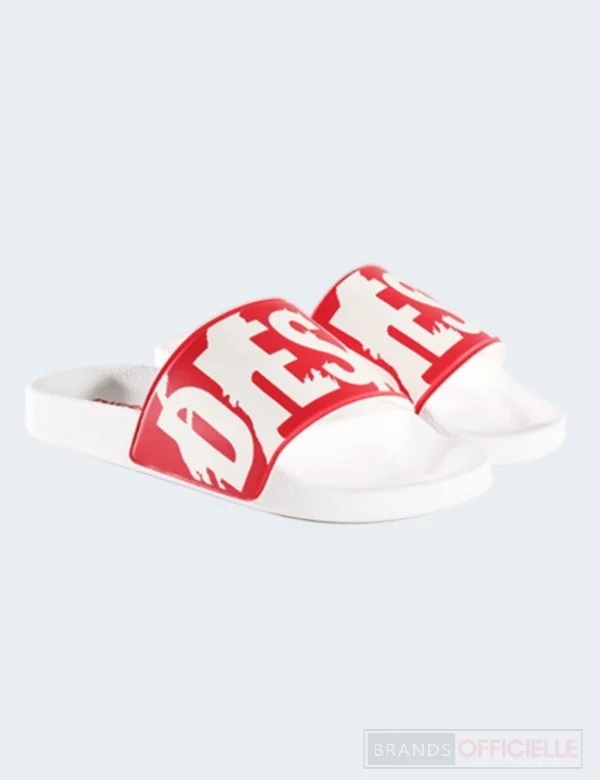 claquette-diesel-homme-blanc-rouge-unisexe
