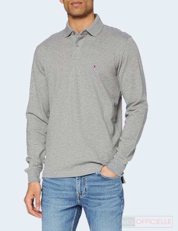 polo-tommy-hilfiger-homme-manches-longues-gris