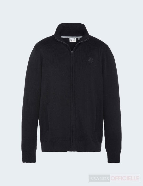 gilet-schott-zippe-homme-noir