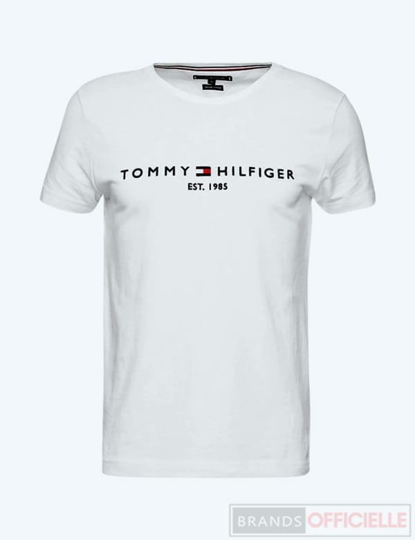 tommy-hilfiger-t-shirt-homme-blanc-imprime-logo-core