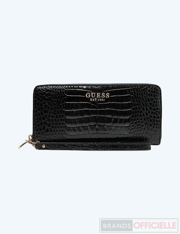 guess-portefeuille-femme-noir-laurel-imprime-croco