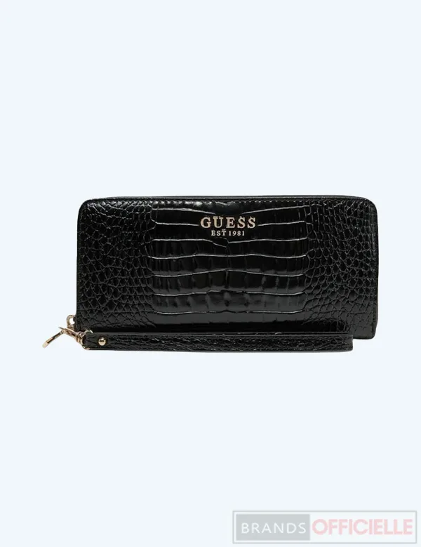guess-portefeuille-femme-noir-laurel-imprime-croco